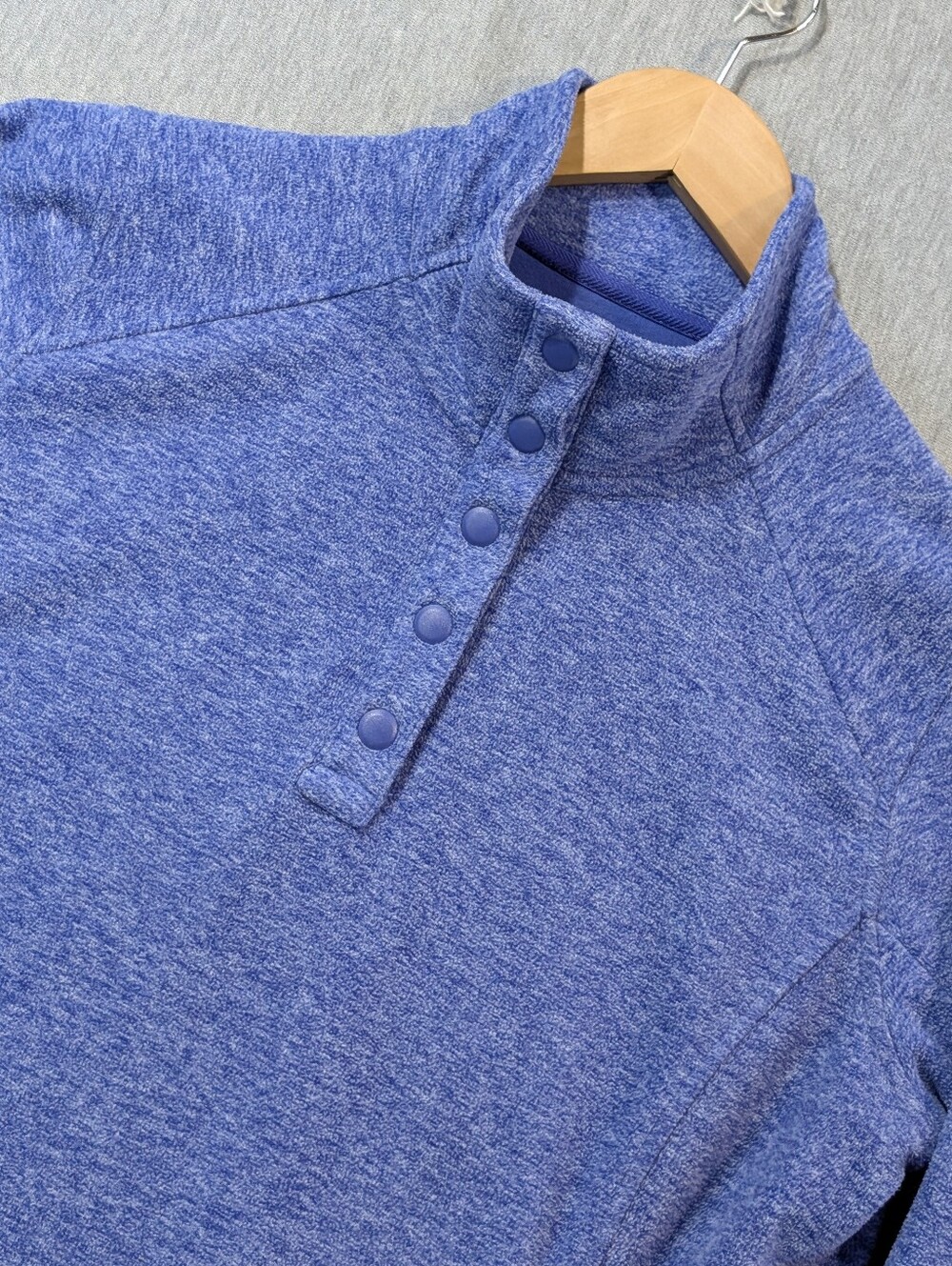 Duluth Trading Co 1/4 Button Snap Fleece Sweatshirt Women's Large Blue